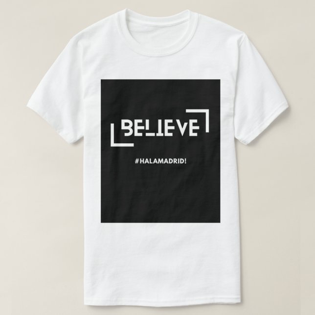 Camiseta Mercadorias para fãs do Real Madrid (Frente do Design)