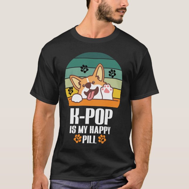 Camiseta Merch Kpop Happy Pill Corgi Dog Pop Corea (Frente)