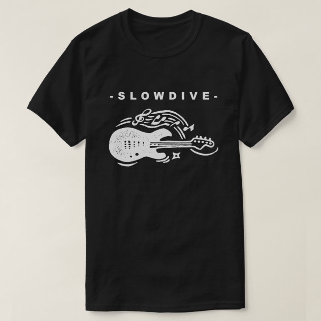 CAMISETA MERCHANDISING DA BANDA SLOWDIVE DESIGN DE GUITARRA (Frente do Design)