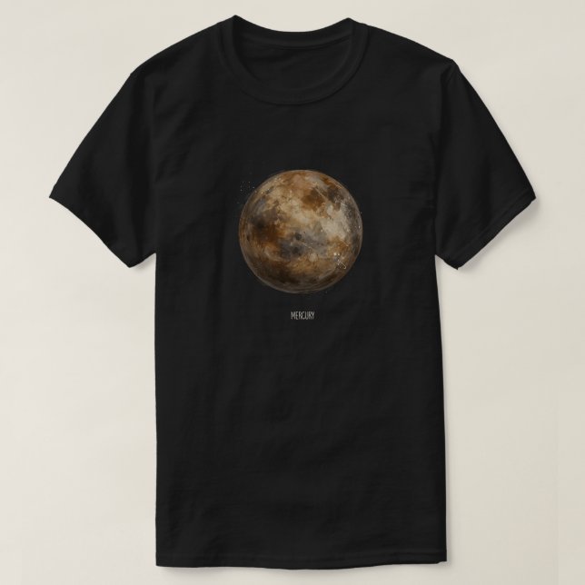Camiseta Mercúrio: Planeta de Aquarela (Frente do Design)