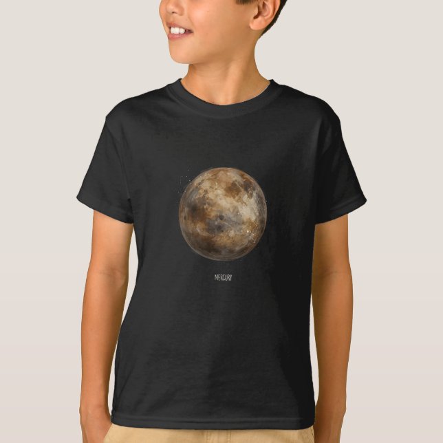Camiseta Mercúrio: Planeta de Aquarela (Frente)