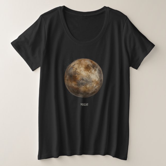 Camiseta Mercúrio: Planeta de Aquarela (Frente do Design)