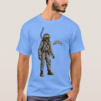 Camiseta Mergulhador Antigo Usando um Capacete de Mergulho