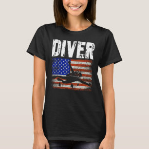 Camiseta Mergulhador Bandeira Americana EUA Mergulho Scuba