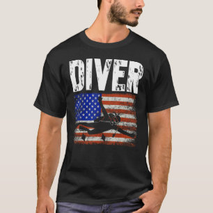 Camiseta Mergulhador Bandeira Americana EUA Mergulho Scuba