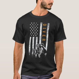 Camiseta Mergulhador Bandeira Americana Mergulho
