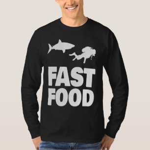 Camiseta Mergulhador de Comida Rápida Tubarão Mergulhador d