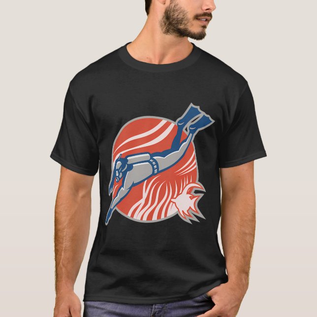 Camiseta Mergulhador Diving Retro (Frente)
