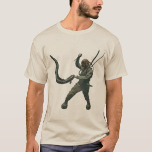 Camiseta Mergulhador do vintage com capacete do mergulho