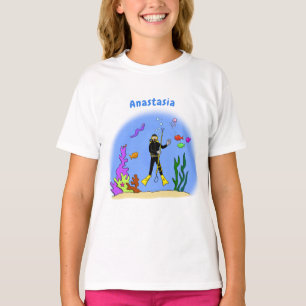 Camiseta Mergulhador engraçado e desenho animado de criatu