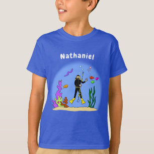 Camiseta Mergulhador engraçado e desenho animado de criatur