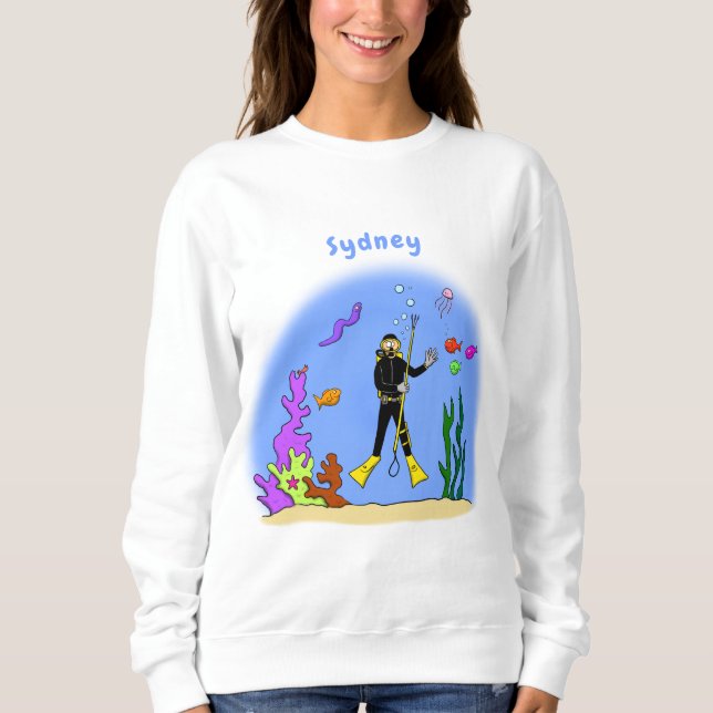 Camiseta Mergulhador engraçado e desenho animado de criatur (Frente)