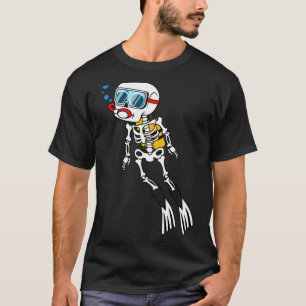 Camiseta Mergulhador Esqueleto Halloween Mergulho Scuba