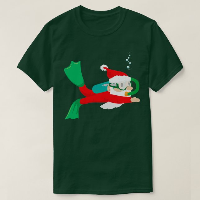 Camiseta Mergulhador Santa Claus Scuba Presente de Natal 2 (Frente do Design)