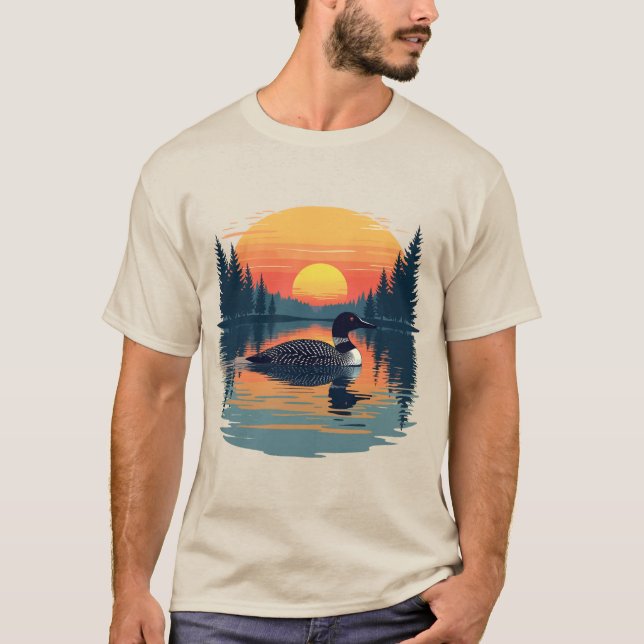 Camiseta Mergulhão-Cinzento Engraçado – Observador de Pássa (Frente)