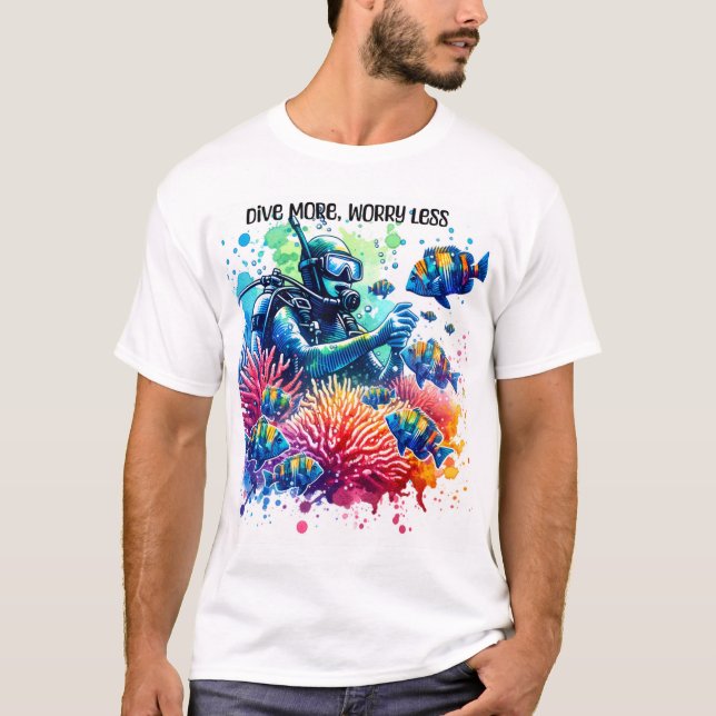 Camiseta Mergulhe mais, se preocupe menos (Frente)
