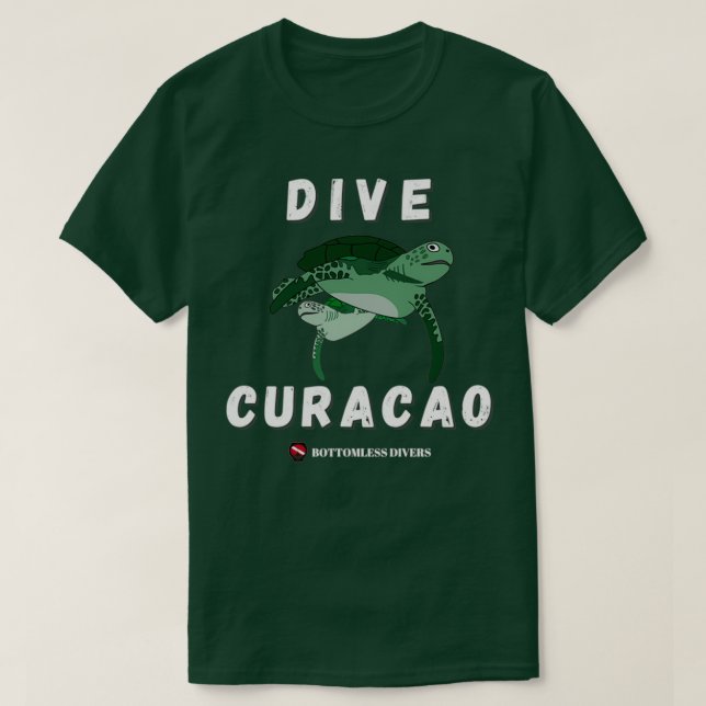Camiseta Mergulhe Tartarugas Curacao com Fonte Branca (Frente do Design)