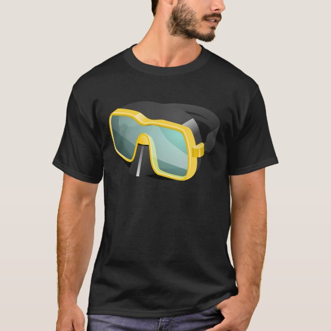 Camiseta Mergulho amarelo e preto/mergulhador/máscara (Frente)