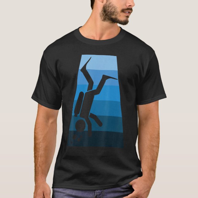 Camiseta Mergulho Com Sombreamento Azul Na Div Trapezoid (Frente)