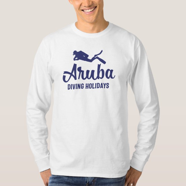 Camiseta Mergulho de Aruba Feriados Scuba Diver (Frente)