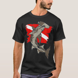 Camiseta Mergulho de Bandeira de Abaixo de Hammerhead Shark