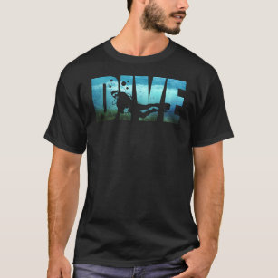 Camiseta Mergulho de mergulho Scuba Mens Negra