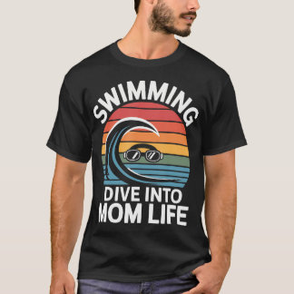 Camiseta Mergulho de Natação na Vida de Mãe Onda Retro