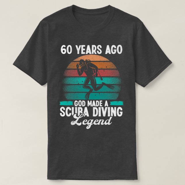 Camiseta Mergulho De Scuba, 60 Anos, Aniversário (Frente do Design)