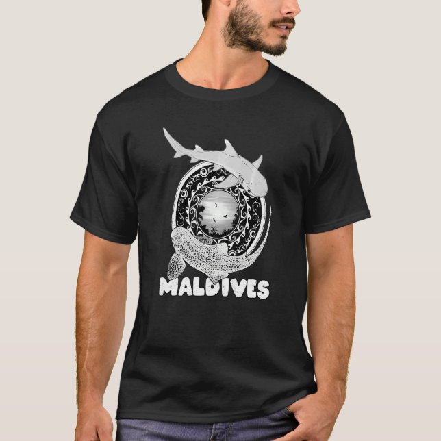 Camiseta Mergulho de Tubarão-Leopardo-Whitetip (Maldivas) (Frente)