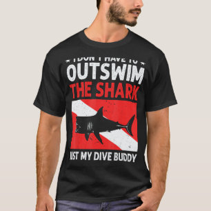Camiseta Mergulho Engraçado Para Homens Mulheres Tubarão Pa