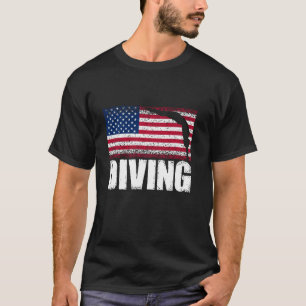 Camiseta Mergulho Esporte Retro American Flag USA America D
