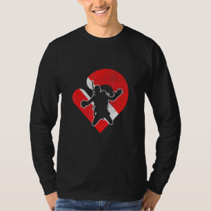 Camiseta Mergulho Flag Heart Scuba Diver Underwater Snorkel