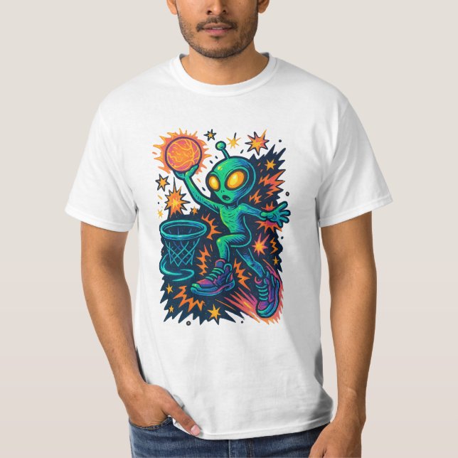 Camiseta Mergulho Galáctico: Alien nos Chutes! (Frente)