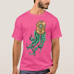 Camiseta Mergulho no Mar do Polvo Scuba Diver Illustração