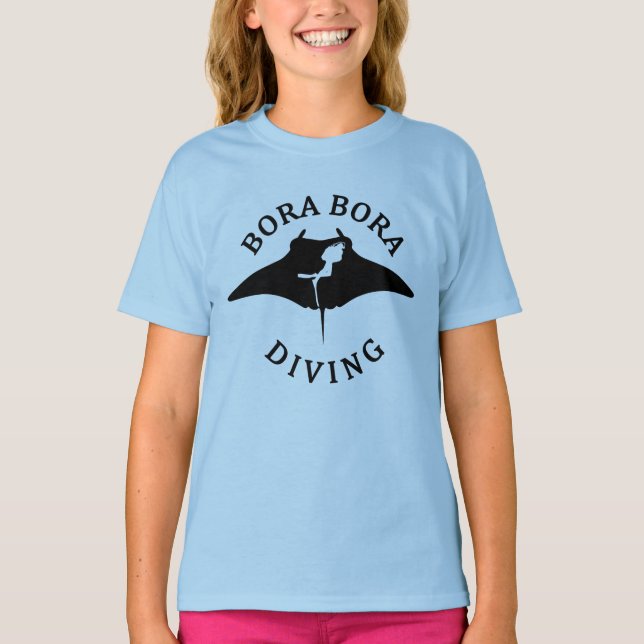 Camiseta Mergulho Scuba Com Raios Manta Em Bora Bora (Frente)