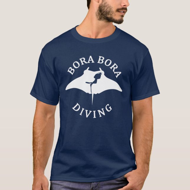 Camiseta Mergulho Scuba Com Raios Manta Em Bora Bora (Frente)