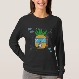 Camiseta Mergulho Scuba Fruta ananás mergulhador Aquático