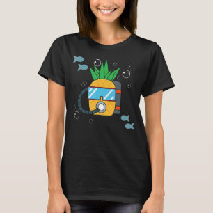 Camiseta Mergulho Scuba Fruta ananás mergulhador Aquático