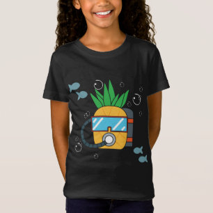 Camiseta Mergulho Scuba Fruta ananás mergulhador Aquático