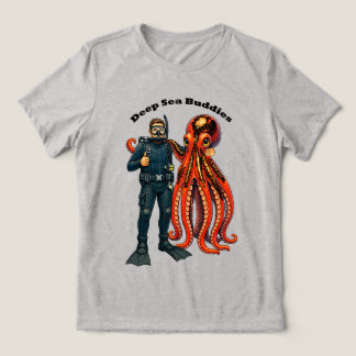 Camiseta Mergulho SCUBA mergulhador posando com um polvo gi