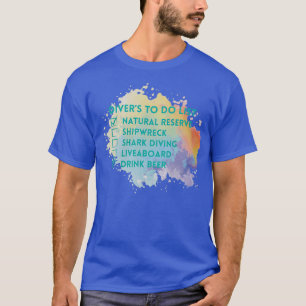 Camiseta Mergulho Scuba Mergulho Checklist mergulhando numa