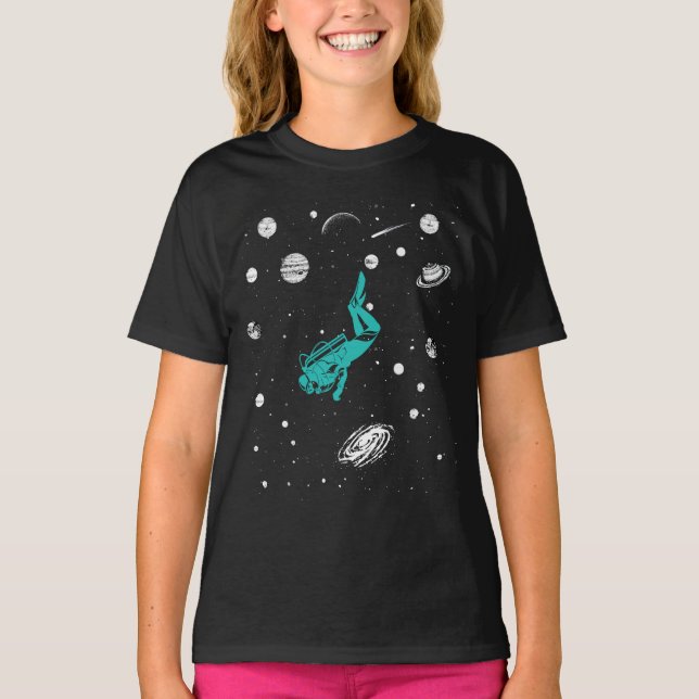 Camiseta Mergulho Scuba No Espaço Do Sistema Solar Em Satur (Frente)