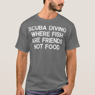 Camiseta Mergulho Scuba Onde Peixes São Amigos Não Comidas
