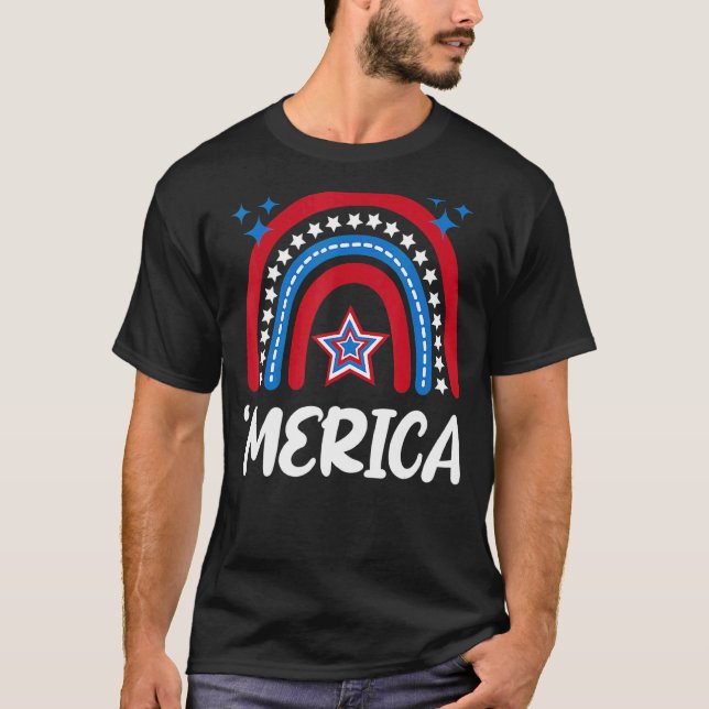 Camiseta Merica 4 De Julho De 2022 Cores De Bandeiras Cute  (Frente)