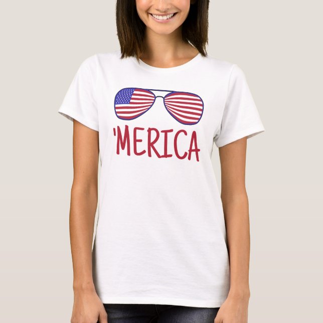 Camiseta "Merica 4 De Julho De Óculos (Frente)