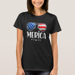 Camiseta Merica 4 De Julho Óculos Solares Bandeira American