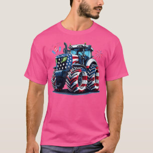 Camiseta Merica 4 De Julho Trator Usa Bandeira Fazenda Patr