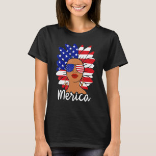 Camiseta Merica Afro Sunflower Melanin African American Pat
