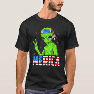Camiseta Merica Alienígena Engraçado 4 De Julho Alieníge