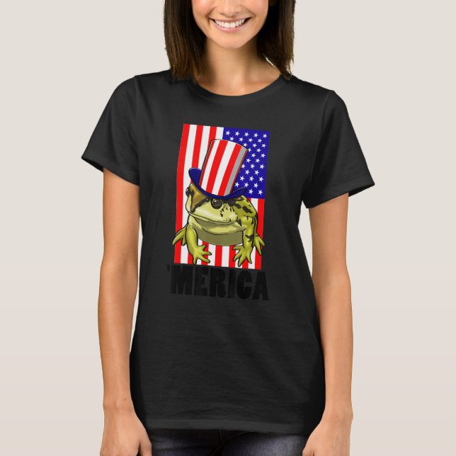 Camiseta Merica American Flag Frog  Women Frog Love 1 (Frente)